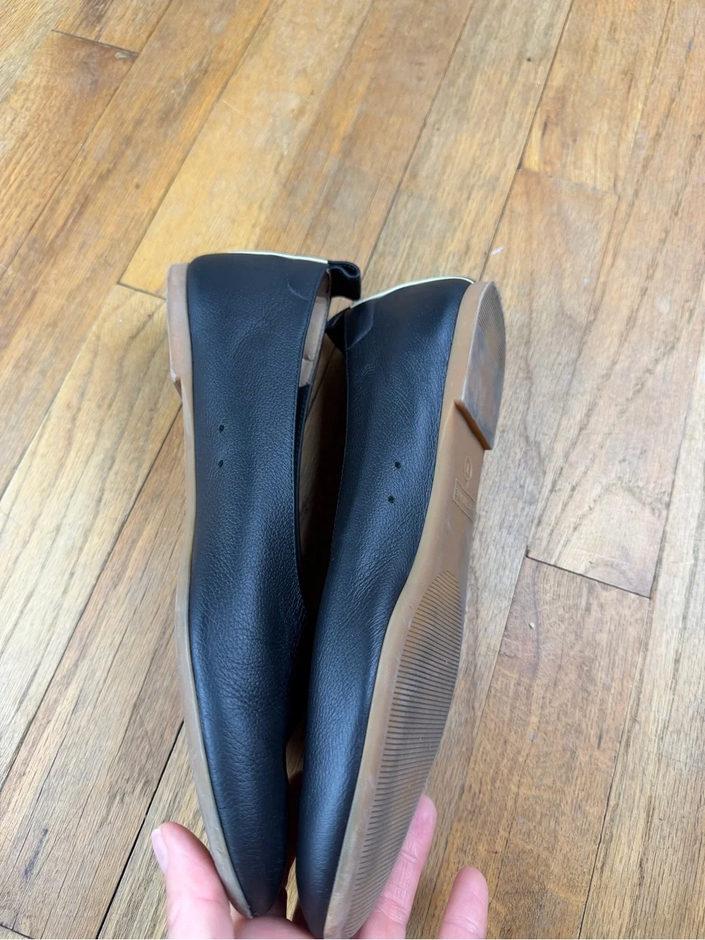 Everlane Black Leather Slip-On Ballet Flats